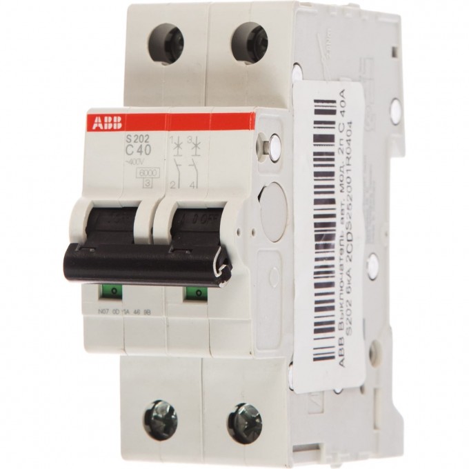 Выключатель автоматический модульный ABB S202 2п C 40А 6кА C40 2CDS252001R0404